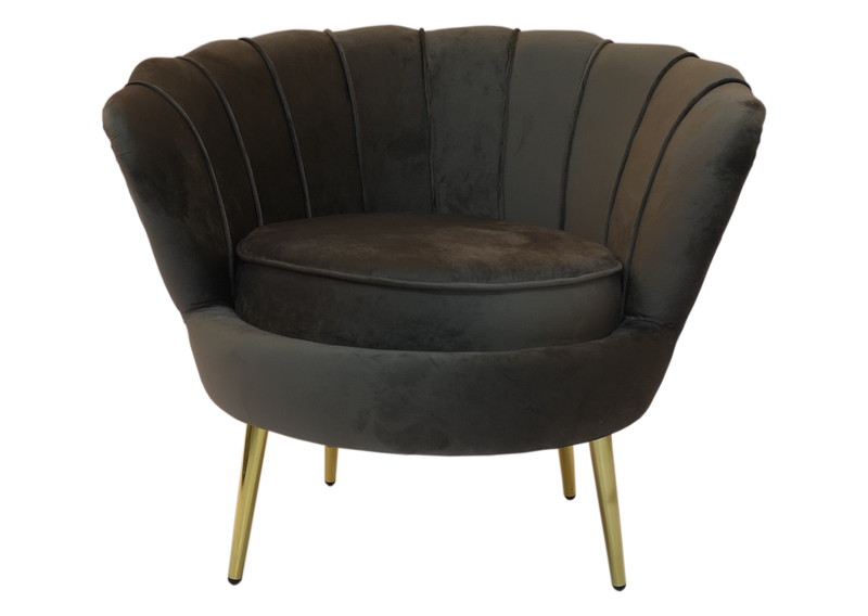 Tulip Velvet Single Seater Couch - Grey