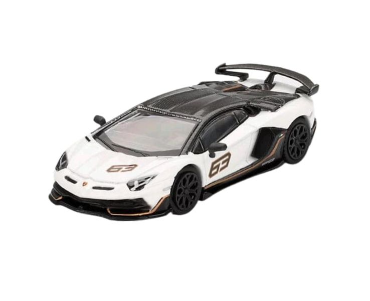 Mini Gt Lamborghini Aventador SVJ 63 Bianco Asopo 1.64 Scale