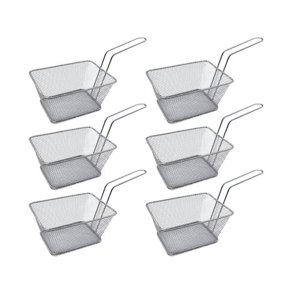 Elegant and Handy Rectangular Steel Frying - Chip Basket - 14 x 11 x 7cm - 12-Pack