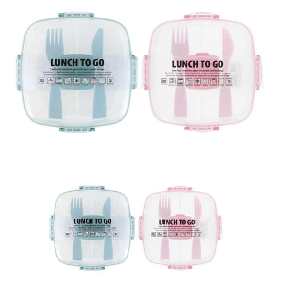 Transparent Plastic Square 2 Lunch Box Set