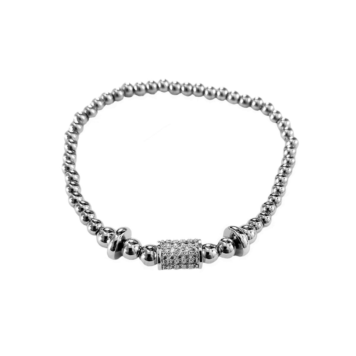 Stretch Stainless Steel Bead Bracelet with Charm Shop Today. Get it
