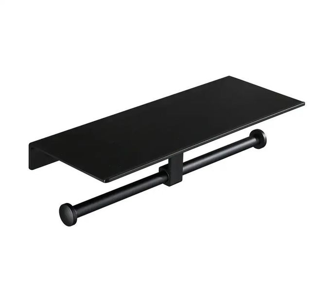 Aluminium Double Side Toilet Paper Rolling Holder With Mobile Shelf