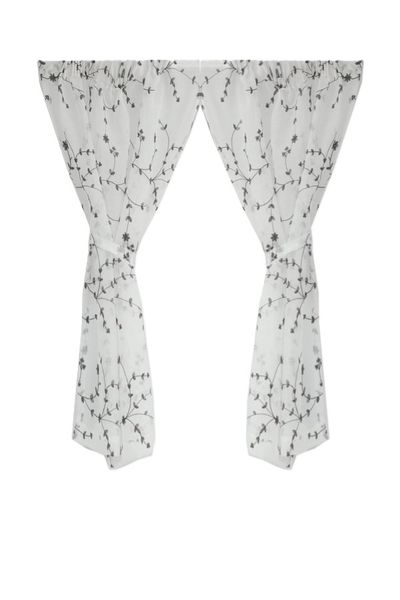 2 Pack Embroidered Lily Textured Sheer Cafe Curtain, 110x120cm