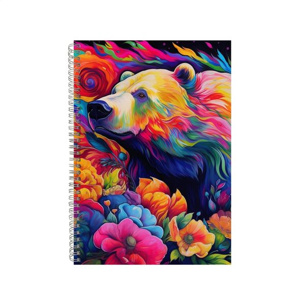 Grizzly Bear Calla Lilies Neon Notebook Gift Idea A4 Notepad Pad 73