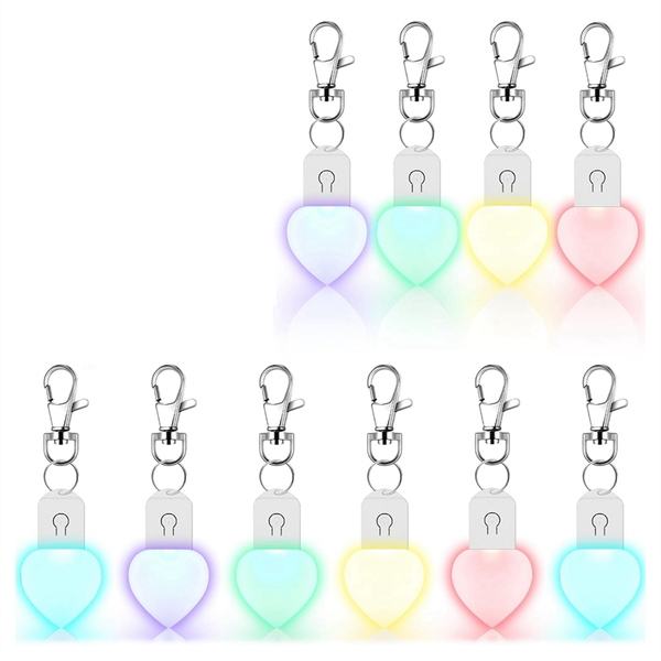 10 Pcs LED Sublimation Blank Keychain Lighted Heart Shape Transfer