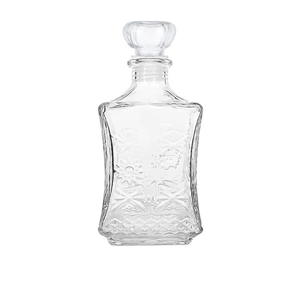 Kitchen Elegant Glass Whiskey Decanter With Flower Designs (18cm) - Special