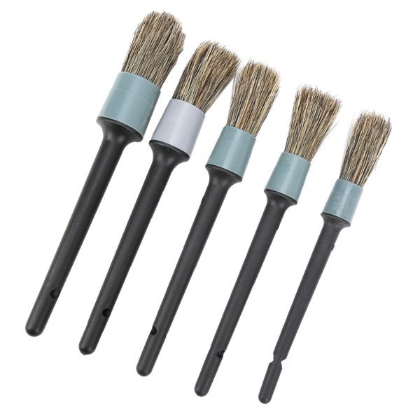 Car Detailing Brush Kit 5Pieces Black Handle