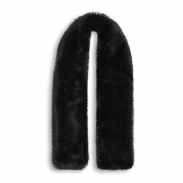 Faux Fur Stole Scarf - Black