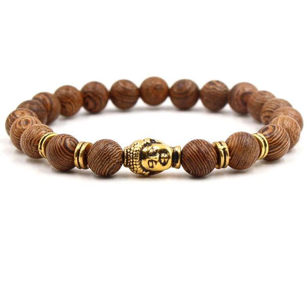 Argent Craft Yellow Brown Howlite Stone Bracelet with Gold Buddha