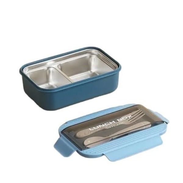 NN Stainless Steel 2 Grids Portable Lunch Box with Spoon and Fork