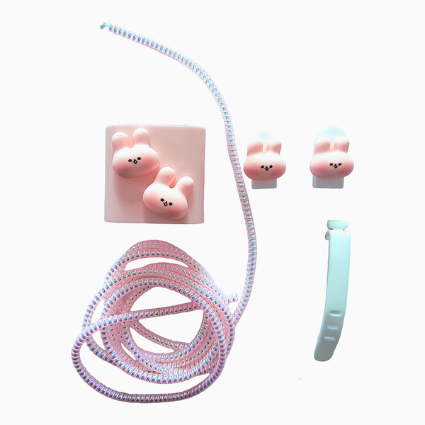 5pcs Rabbit Decor Charger Head Cover &amp; Data cable Protector Set