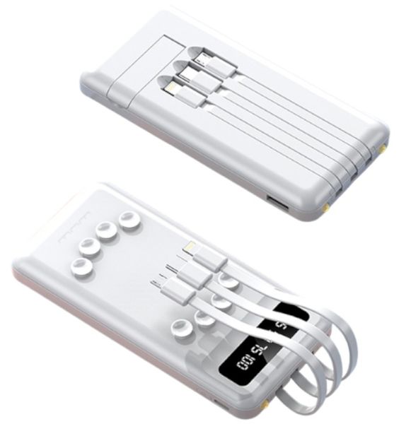 WUW - U43 - 10 000mAh Portable LED Multi-Function Power Bank - White