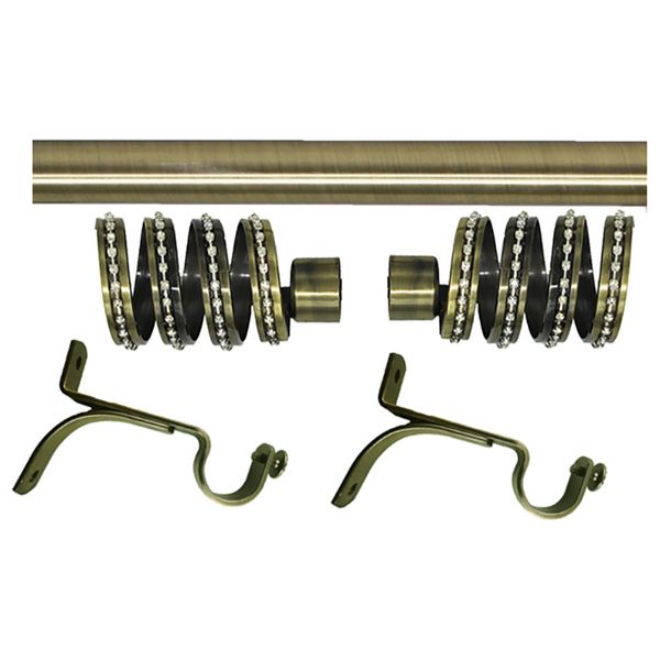 Matoc 25mm Curtain Pole Set - Twinkle Finials - Antique Brass - 1.5m