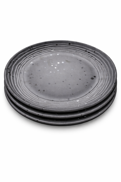 4-Piece Large Black Melamine Dinner Plate Set