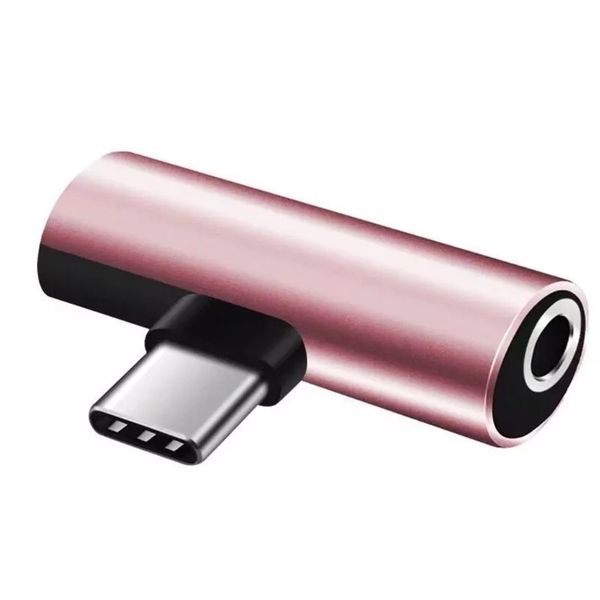2 in 1 Dual Type C to 3.5mm Headphone Jack Charger Adapter