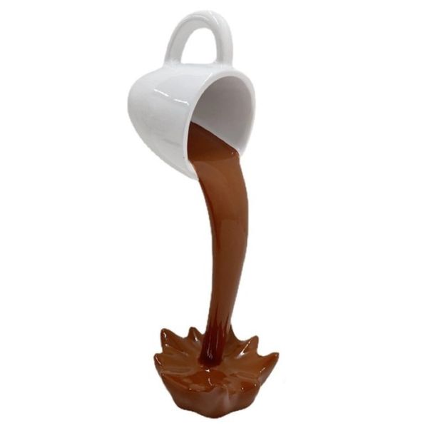 Home Decor 3D Floating Spilling Pouring Beverage Coffee Ornament (15x5cm)