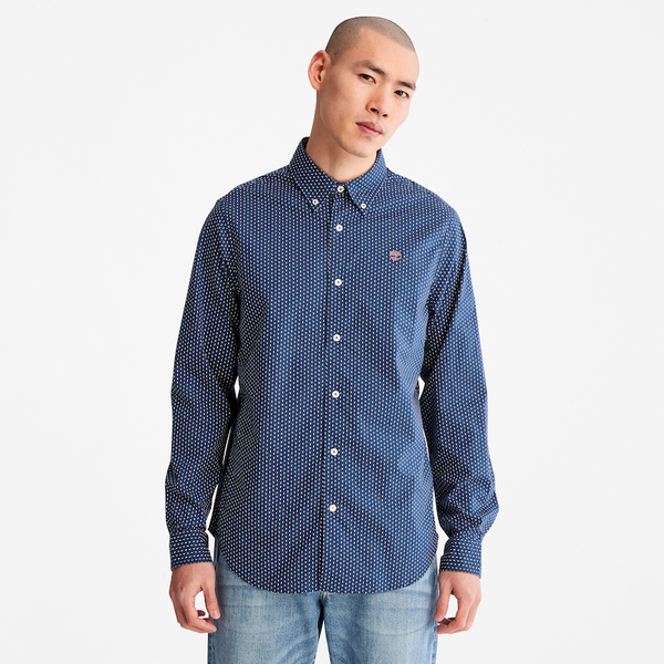 Timberland Microprint Shirt for Men in Blue