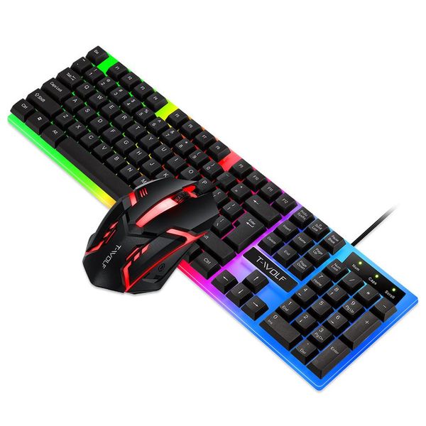T-Wolf Rainbow Backlit Game Keyboard and Mouse Set