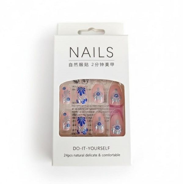 Press on Salon Tips Artificial Stick on Nails, Full Cover 24 False Nails