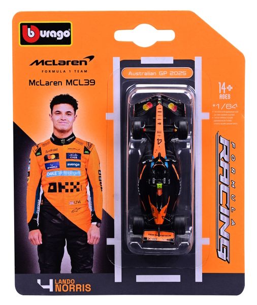Bburago 1/64 McLaren F1 MCL39 2025 - #4 Lando Norris (8.8cm Long)