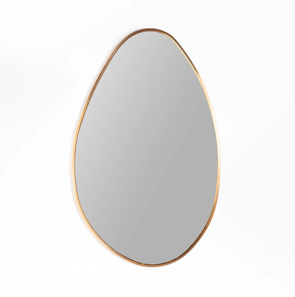 Novafurn Gold Frame Abstract 80 cm x 50 cm Wall Mount Mirror - Gold