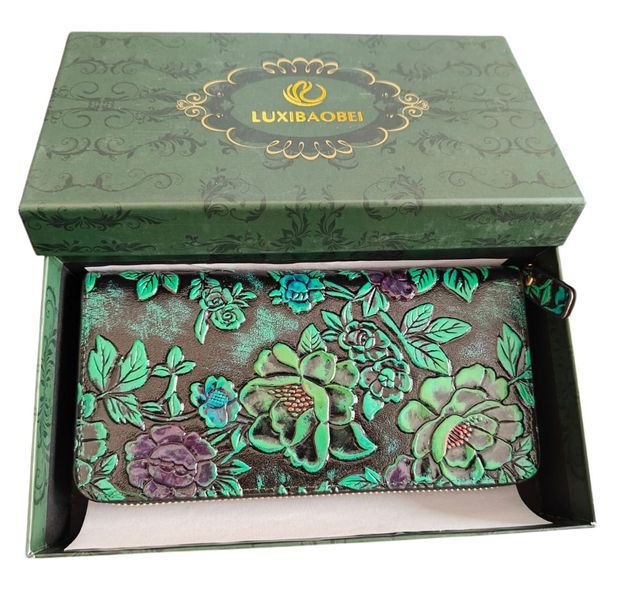 Floral Emboss Wallet Credit Card Mobile Holder Purse Clutch Women Gift Box