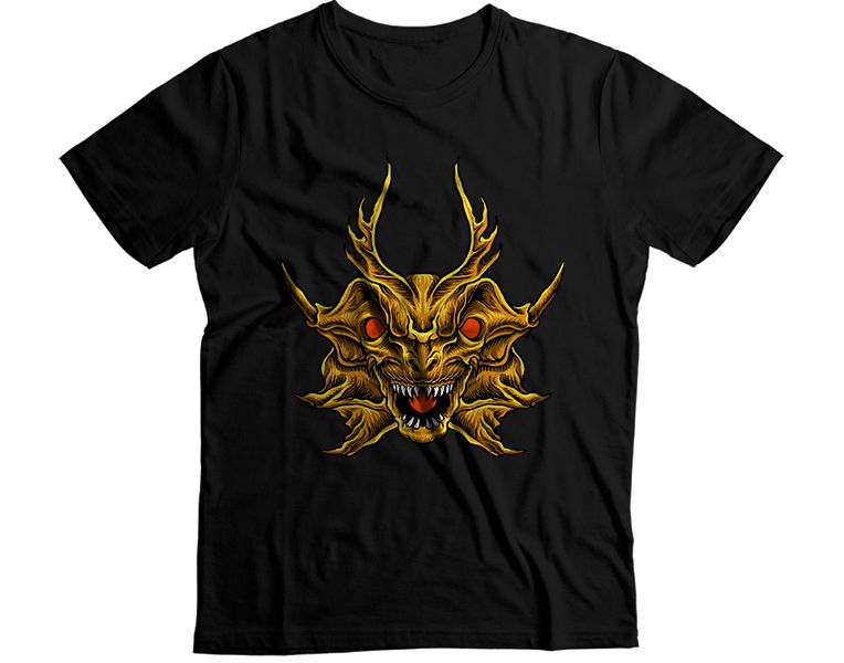 Yellow Demon Head Red Eyes T-Shirt