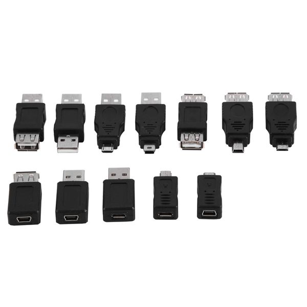 12 Pieces USB2.0 Adapters Micro/Mini Male Female Converters