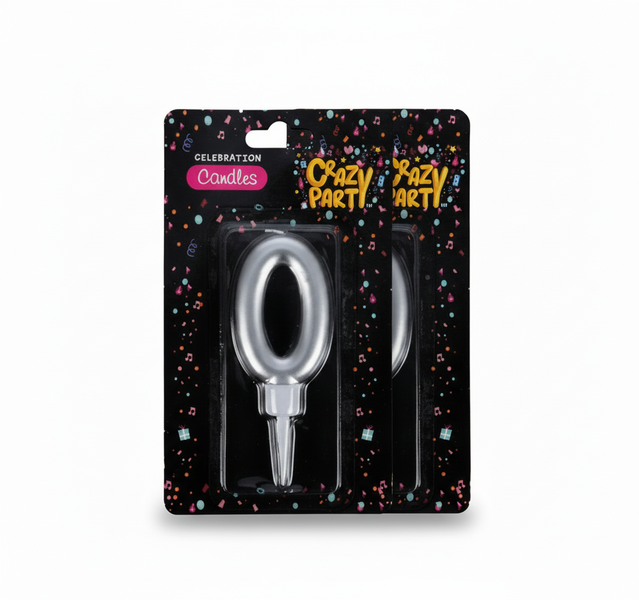 Crazy Party Large Number 0 Birthday Candle - Foil Decoration - 2 Pack