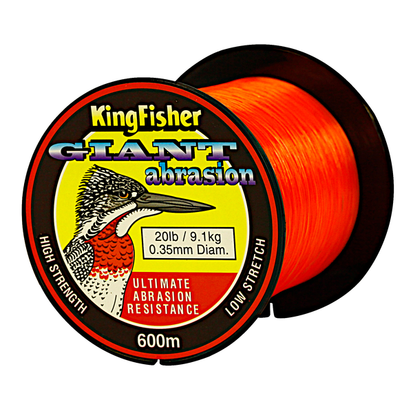 Kingfisher Giant Abrasion Nylon Fishing Line .35MM, 9.1KG/20LB Colour Orange, 600M Spool