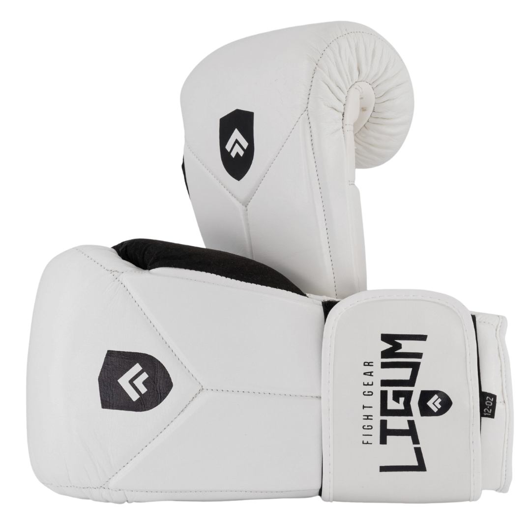 Technical Double Cuff Leather Gloves White Ligum Fight Gear Shop