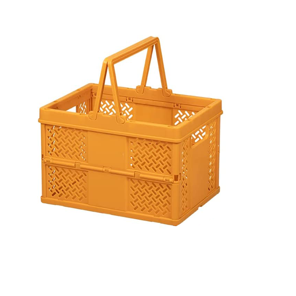 Portable Shopping Picnic Basket Foldable Storage Basket -White