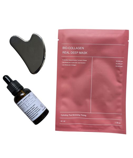 Melanin Control Hyaluronic Acid Face Serum, Mask and Gua Sha Gift Set