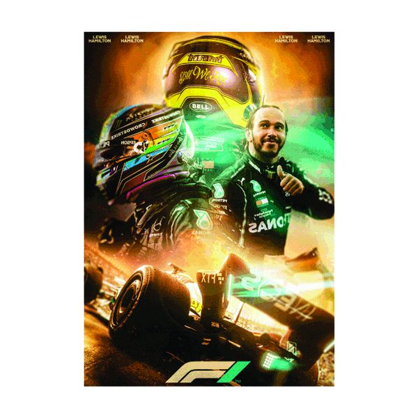 Lewis Hamilton Gold and Blue - A1 Poster