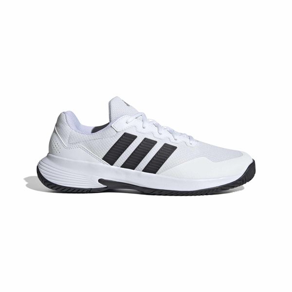 adidas Men's Gamecourt 2 Tennis Shoes - White/Core Black/Silver Metallic