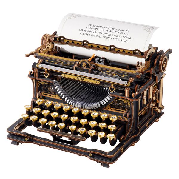 ROKR By Robotime Mechanical Typewriter Wooden 3D DIY Puzzle Classic Version