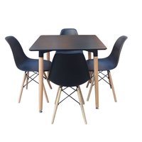 Square Table with 4 Chairs - Black