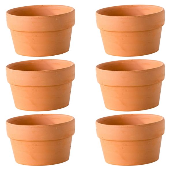 Garden Mini Terra Cotta Clay Plant Pot With Drainage Hole 4pc - 15cm