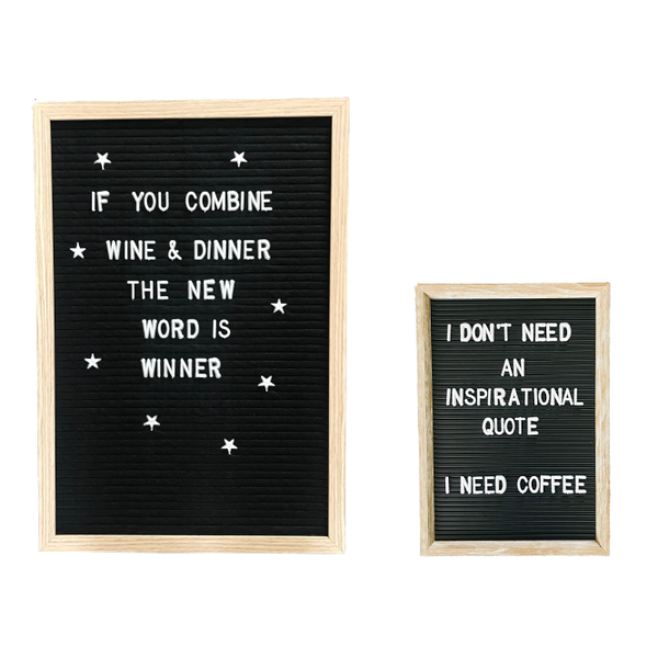 Wooden Frame Letter Boards - (48 x 33cm) &amp; (31 x 22cm) Set of 2