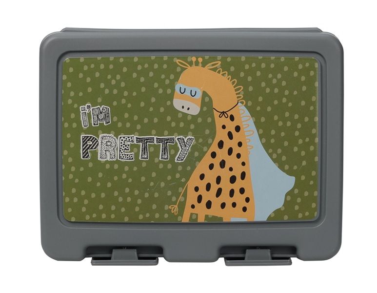 Giraffe Design PP Lunch Box with Spork and Divider - 180×135×75mm