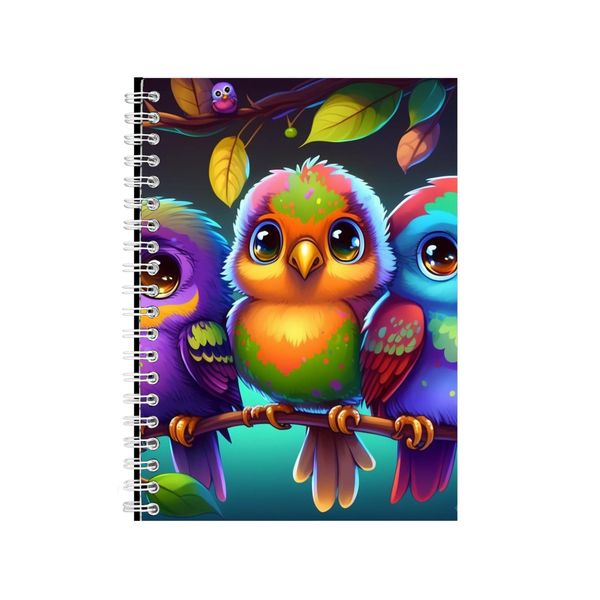 Three Cute Birds On A Branch Notebook Animal Gift Idea A4 Notepad Pad 82