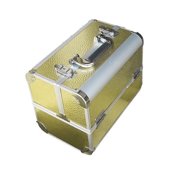 Large Professional Aluminium Make Up Cosmetic case-Gold