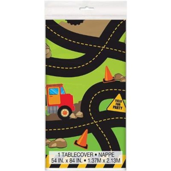 Party Construction Party Theme - Plastic Table Cover 8 Pics - 1.37m x 2.13m