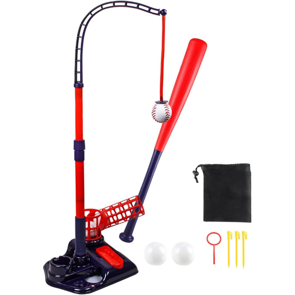 3-in-1 Tee Ball Set Baseball Tee Set Baseball Pitching Machine Outdoor Toy