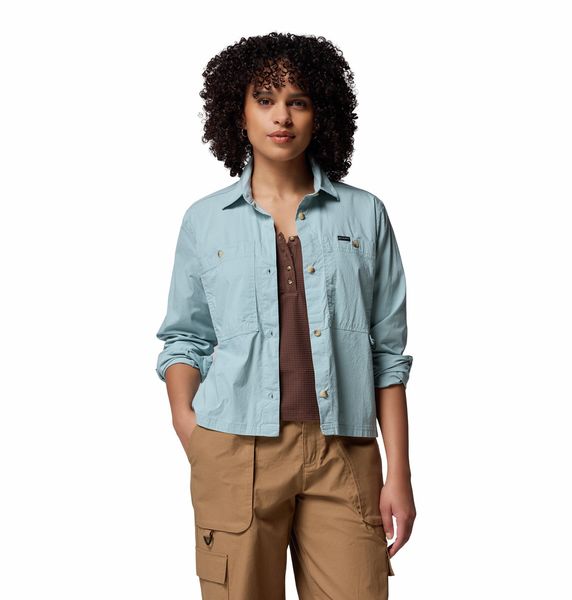 Columbia Women's Brea Falls Woven Long Sleeve Shirt Crushed Blue