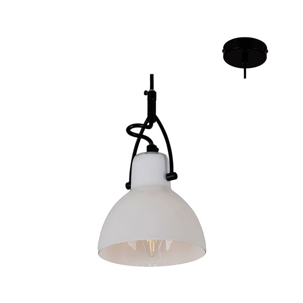 Eurolux - Siena Pendant Black with Opal Glass