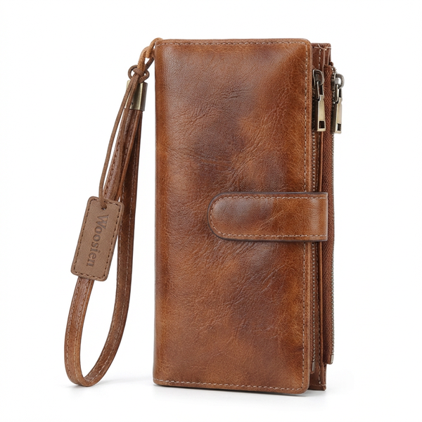 Woosien Vintage RFID Leather Wallet for Women - 3-Fold