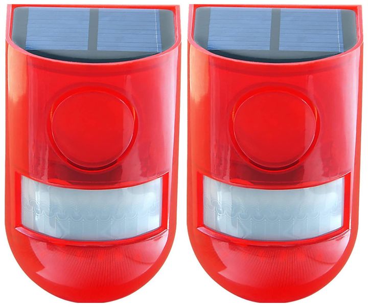 2 Pieces Solar Alarm Outdoor PIR Motion Sensor Lamp
