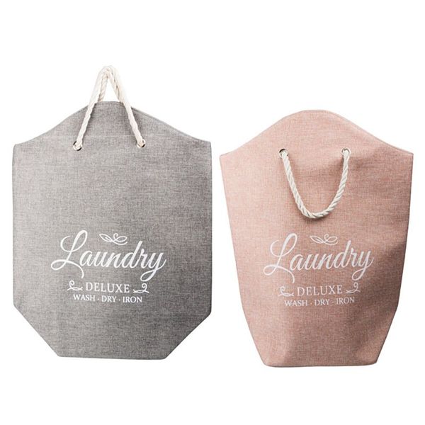 Deluxe Laundry Hamper Bag With Rope Handles (46cm x 24cm x 60cm) (2 Pack)