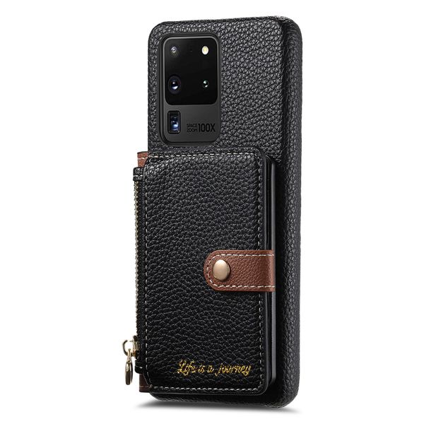 Card Holder Lychee Leather Phone Case Compatible with Galaxy S20 Ultra